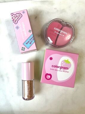 💜 SET OF 2, COLORGRAM Blush Palette & Liquid Glitter Eyeshadow